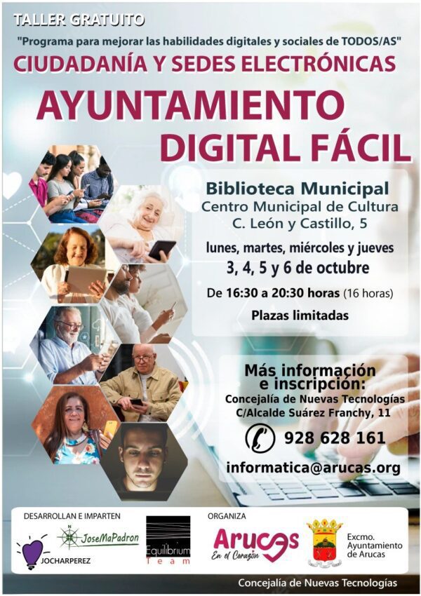 CARTEL TALLER CIUDADANIA Y SEDES ELECTRONICAS AYUNTAMIENTO DIGITAL FACIL