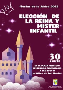 Cartel eleccioin reina y mister infantil fiestas patronales La Aldea 2