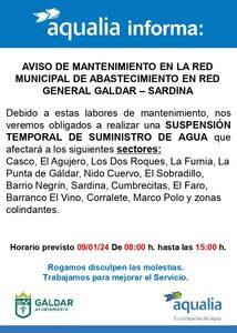 Aviso de corte del suministro del 9 de enero