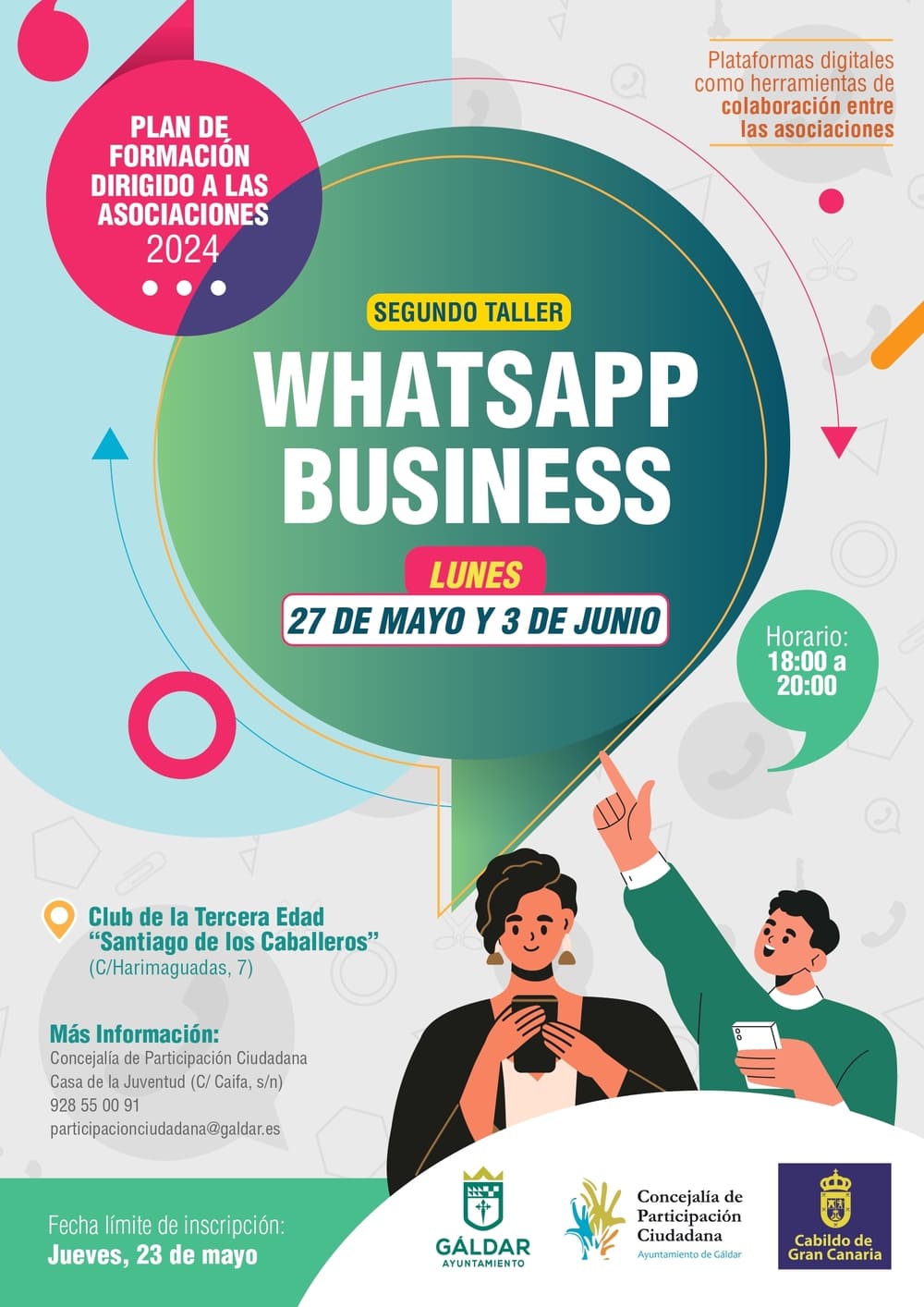 Participación Ciudadana abre el plazo de inscripción a la acción formativa ‘WhatsApp Business para las asociaciones’