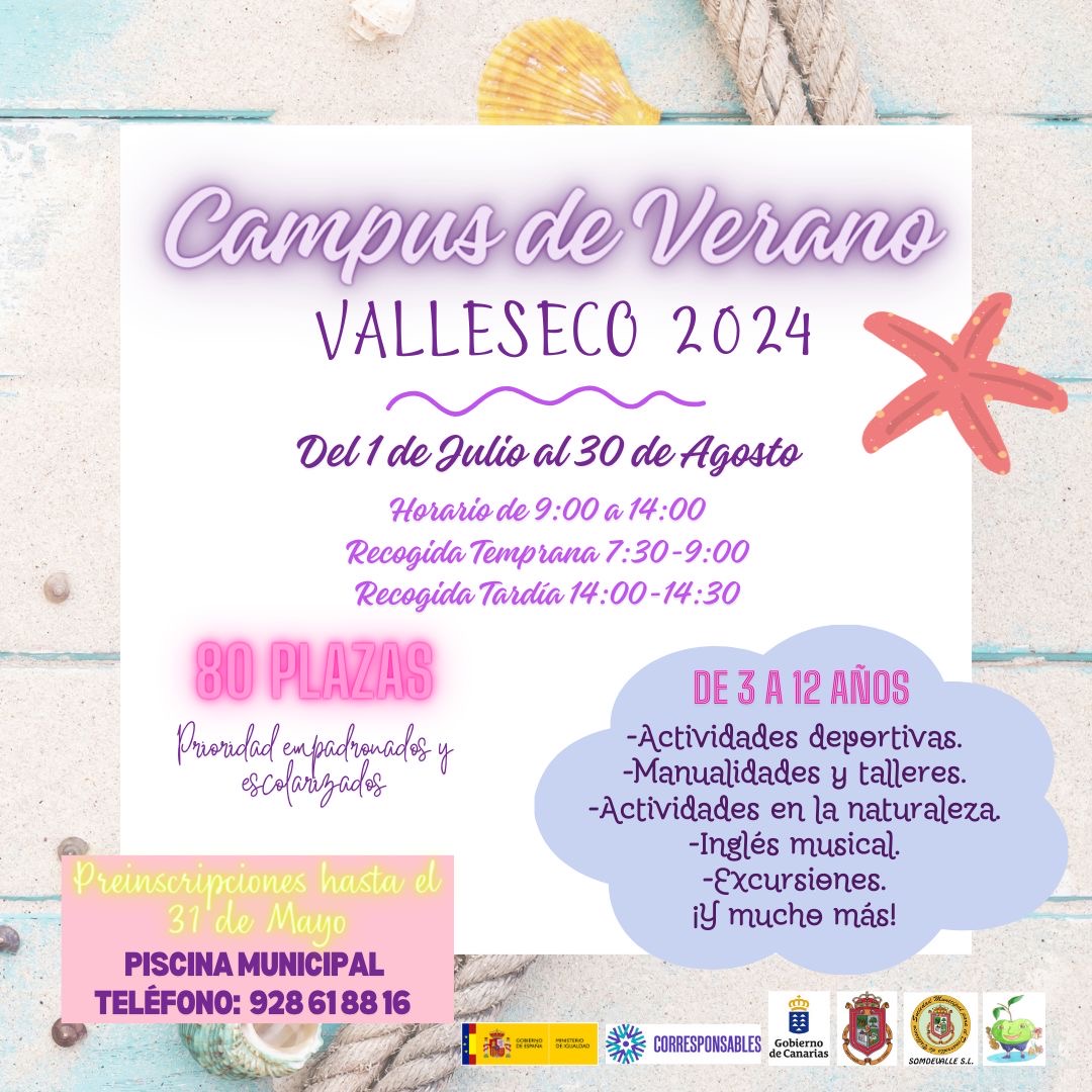 Comienza las preinscripciones del Campus de Verano de Valleseco 2024