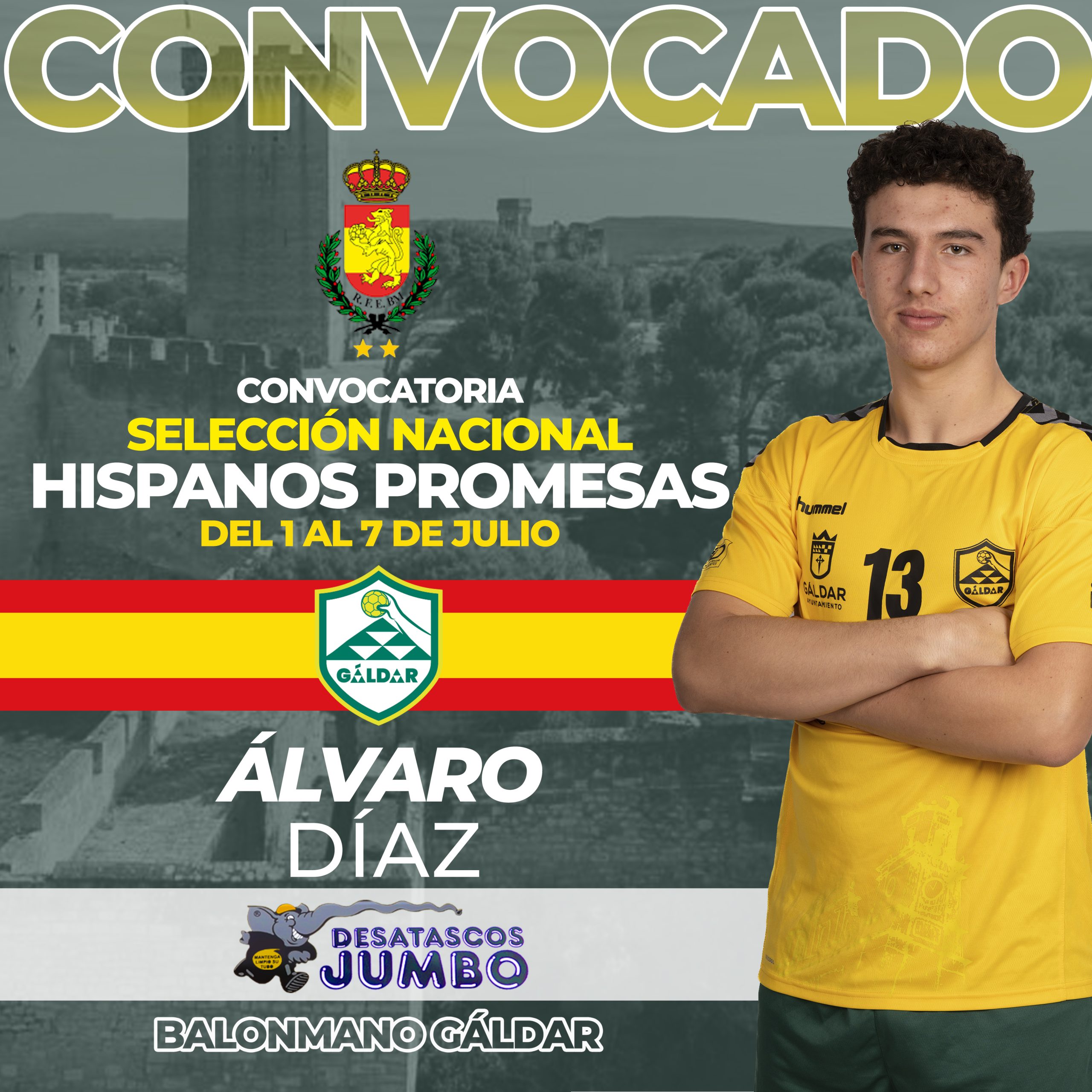 Álvaro Díaz del Balonmano Gáldar se estrenará con la Selección Hispanos Promesas