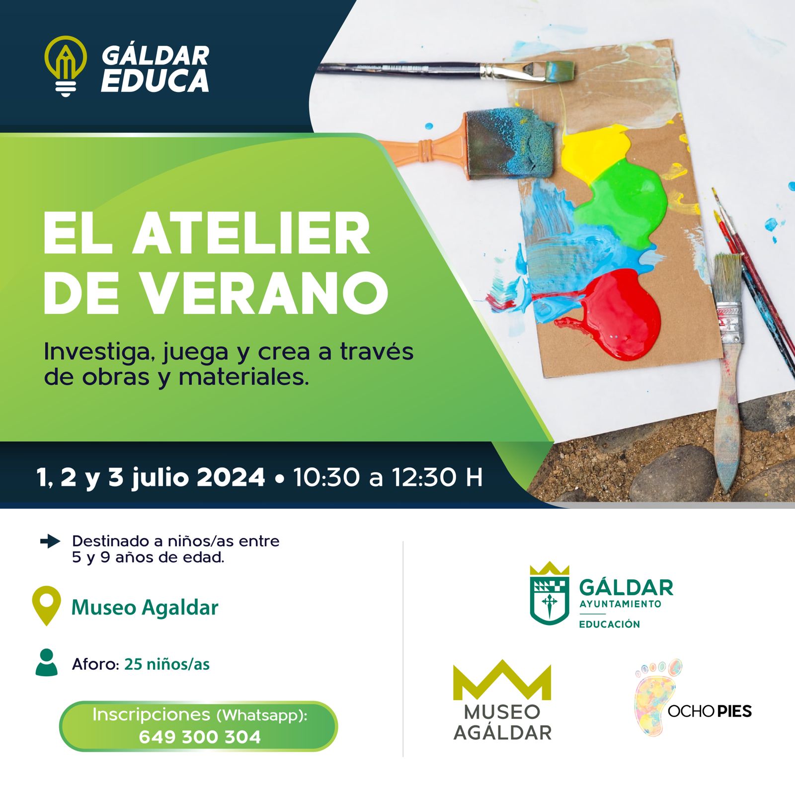 Gáldar Educa organiza ‘El Atelier del Verano’, tres jornadas de actividades en torno al arte