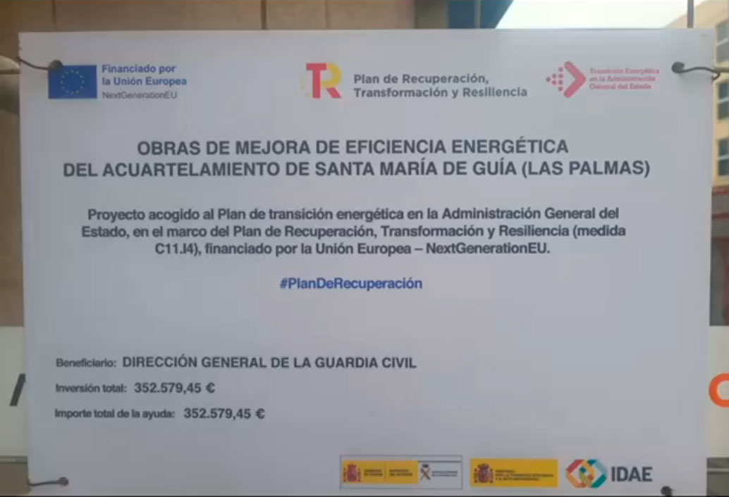 La Guardia Civil realiza en el acuartelamiento de Santa María de Guía (Las Palmas) obras rehabilitación eficiente en el marco del Plan de Recuperación, Transformación y Resiliencia (PRTR)