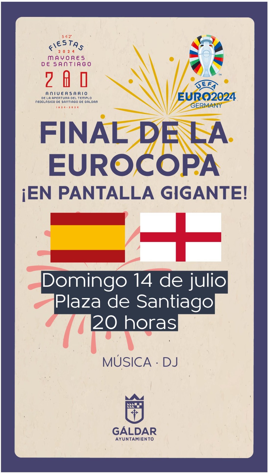 La final de la Eurocopa entre España e Inglaterra se podrá ver en la Plaza de Santiago