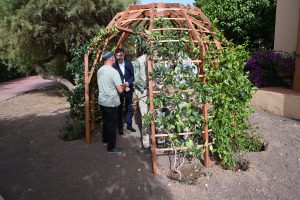 Presentación de la pérgola construida con madera de eucalipto rojo en el Área Recreativa Huertas del Rey