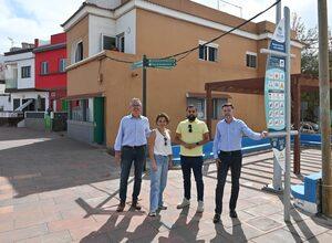 Tine Martín, Nuria Vega y Ulises Miranda, junto al concejal Teodoro Sosa en El Agujero