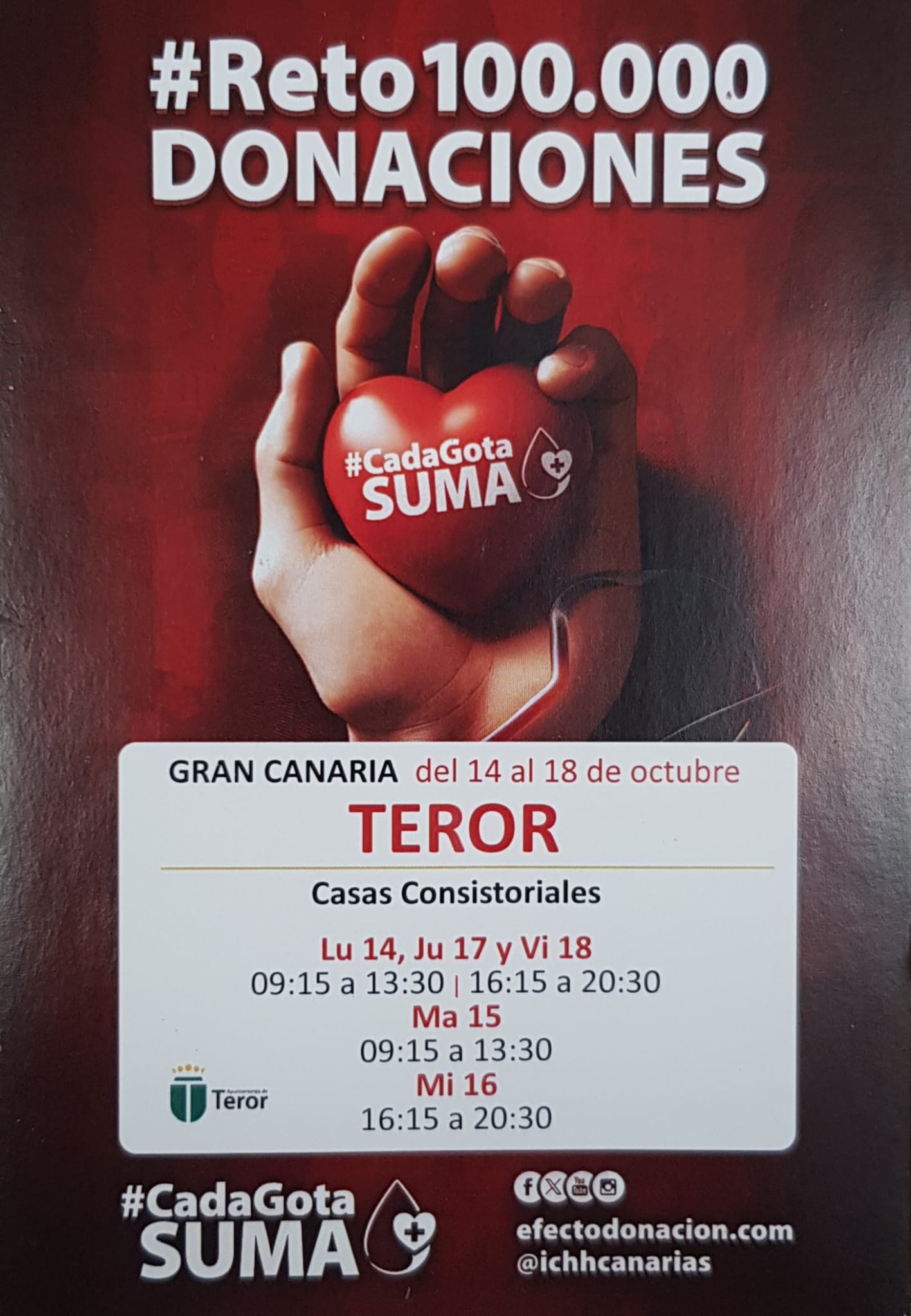 La Unidad de donación de sangre está durante  la semana en Teror