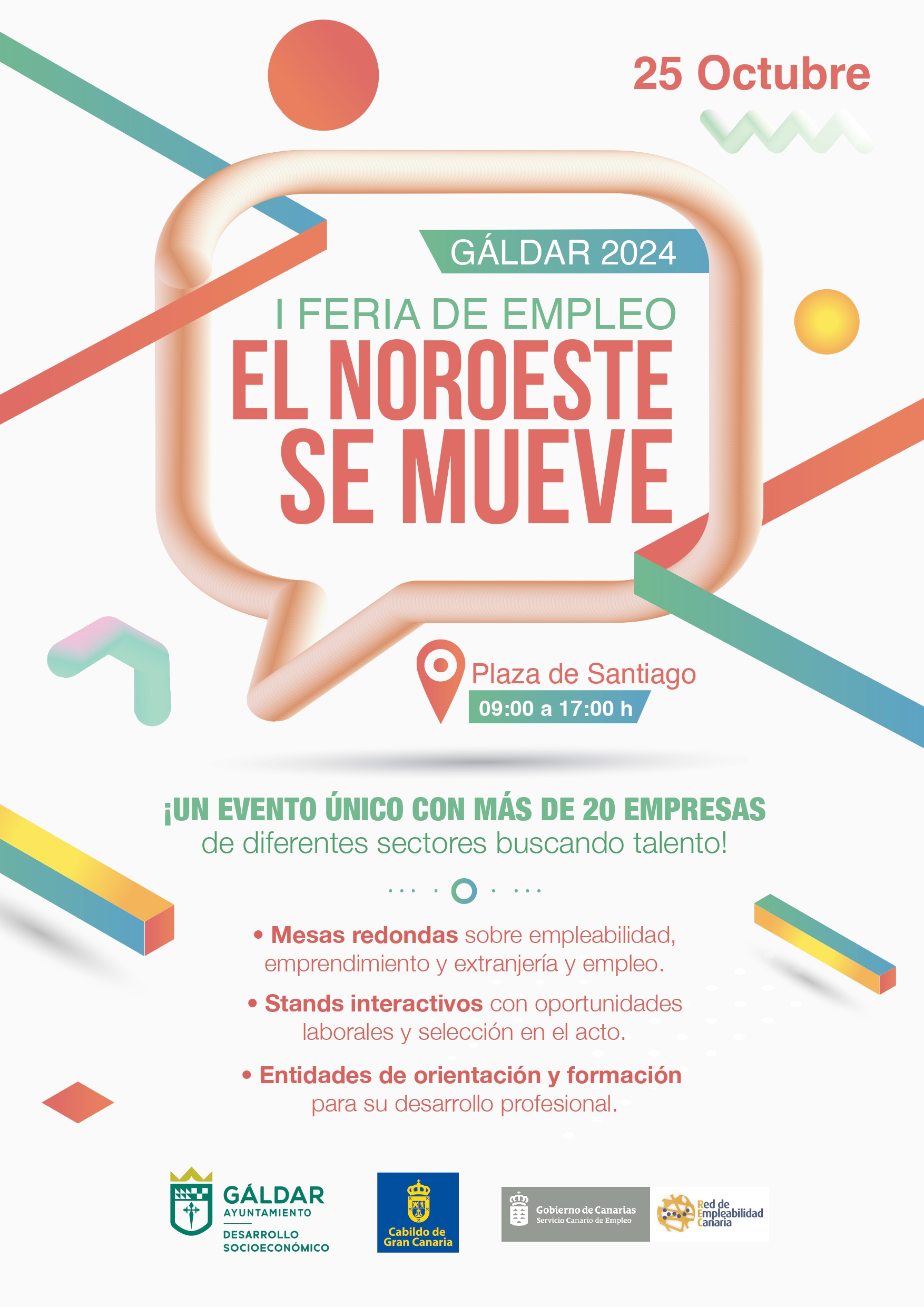 La Plaza de Santiago acoge este viernes 25 de octubre la I Feria de Empleo ‘El noroeste se mueve’