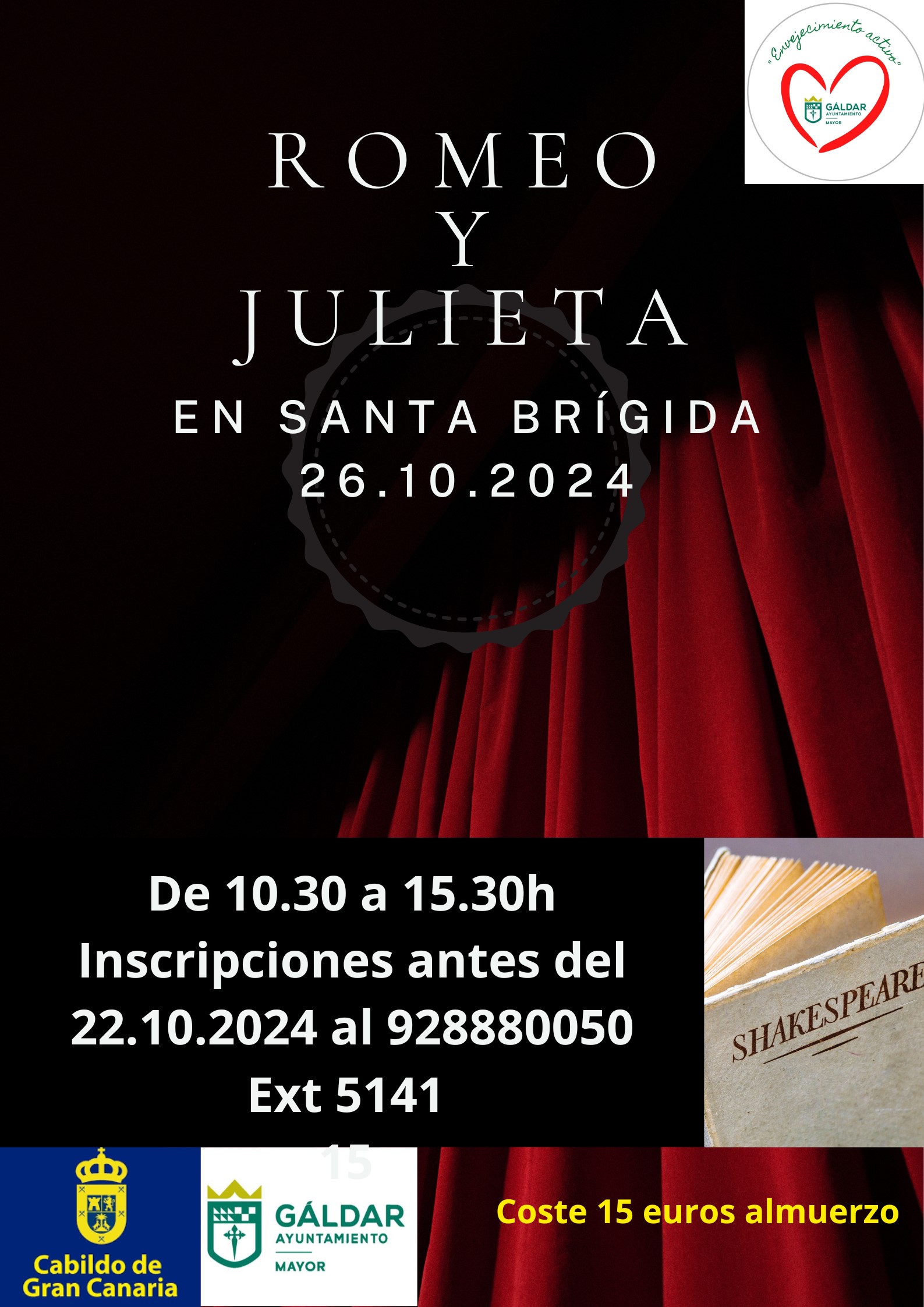 El proyecto ‘Envejecimiento Activo’ organiza una salida cultural el sábado 26 de octubre a ver una obra de teatro en Santa Brígida