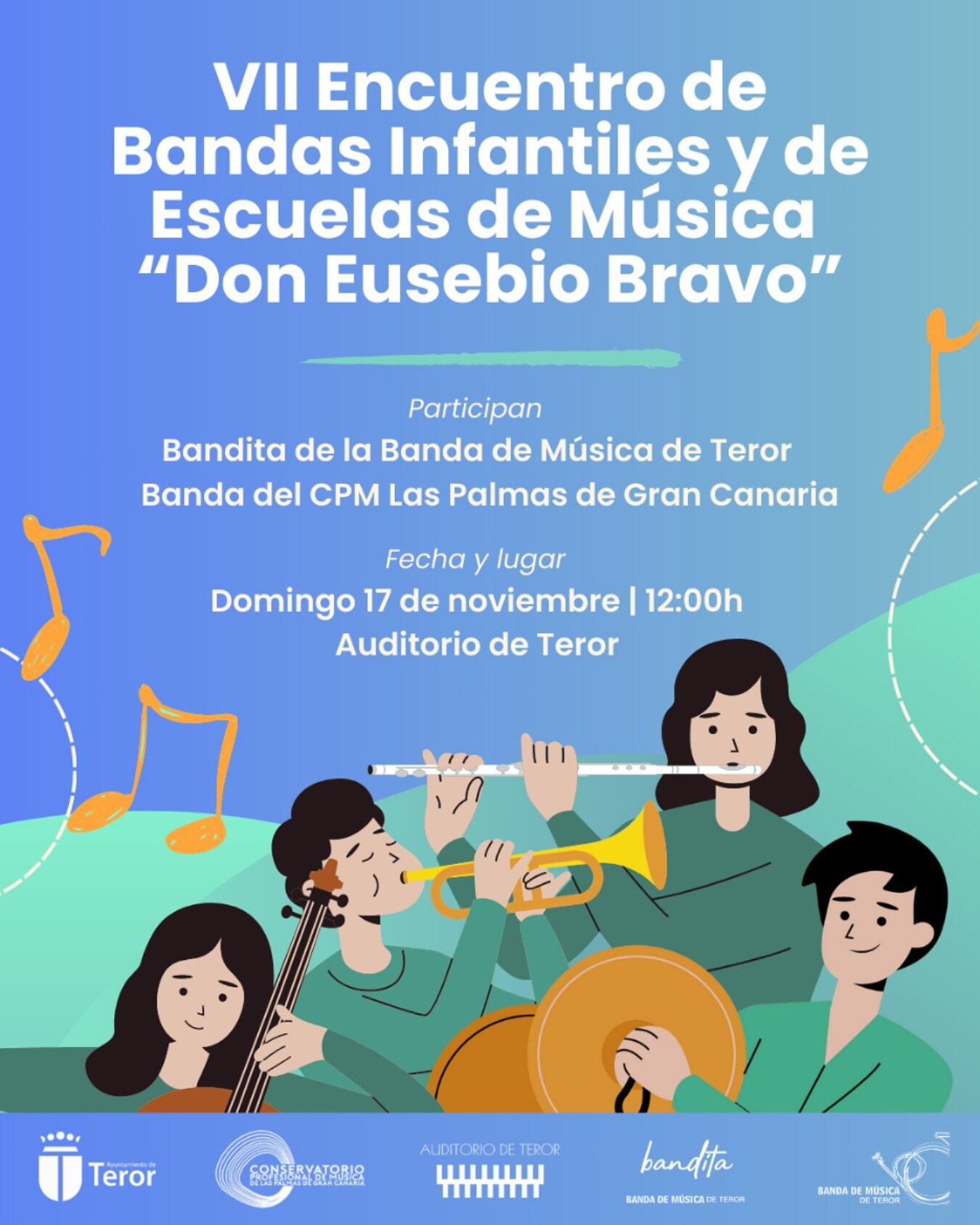 El 7º Encuentro de Bandas Infantiles y de Escuelas de Música cumple con su cita anual el próximo domingo en Teror