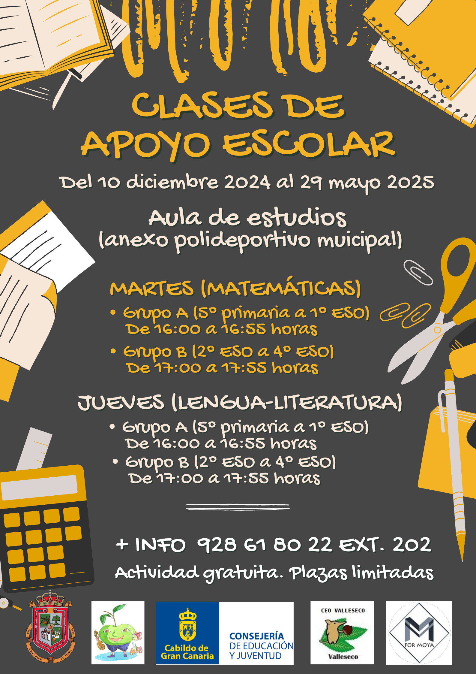 El ayuntamiento vallesequense pone en marcha el programa de Apoyo Escolar