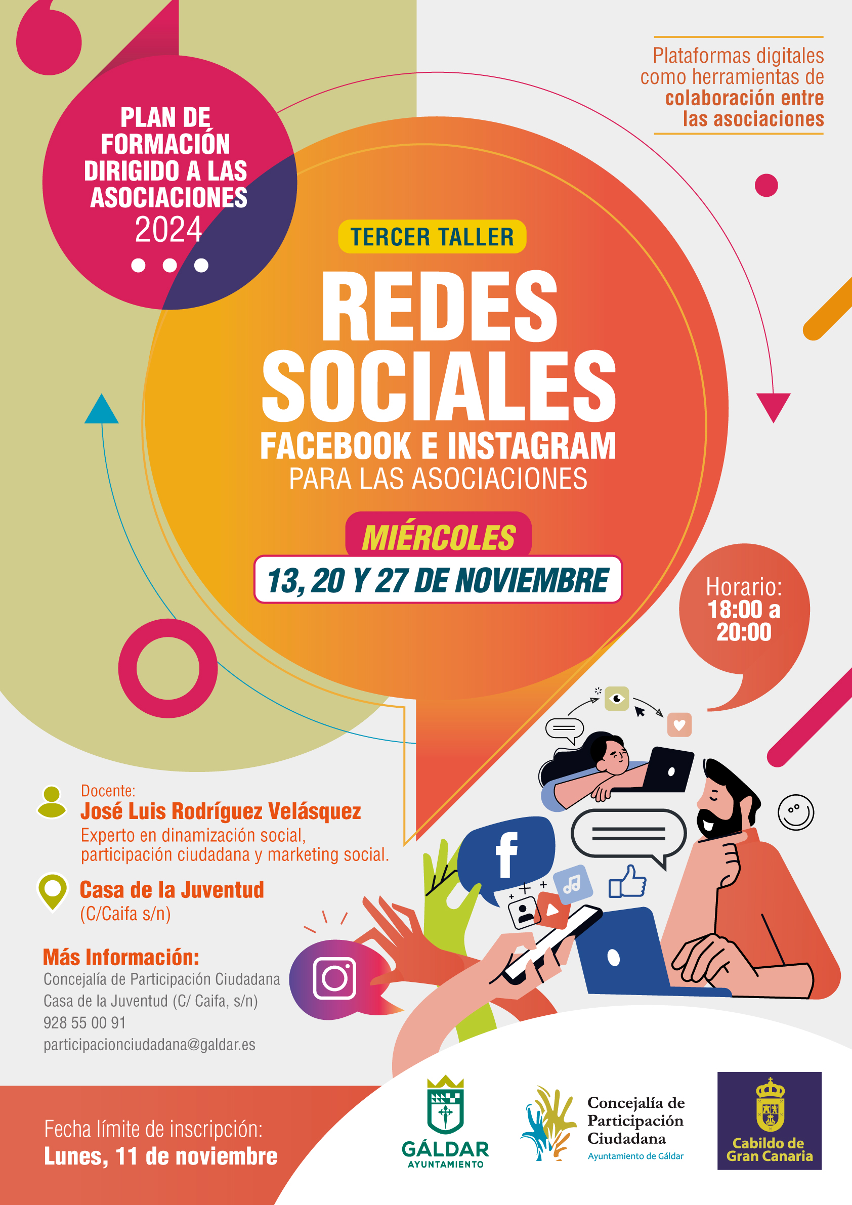 El Plan de Formación dirigido a las Asociaciones Vecinales para este año finaliza con el taller ‘Redes sociales: Facebook e Instagram para las asociaciones’