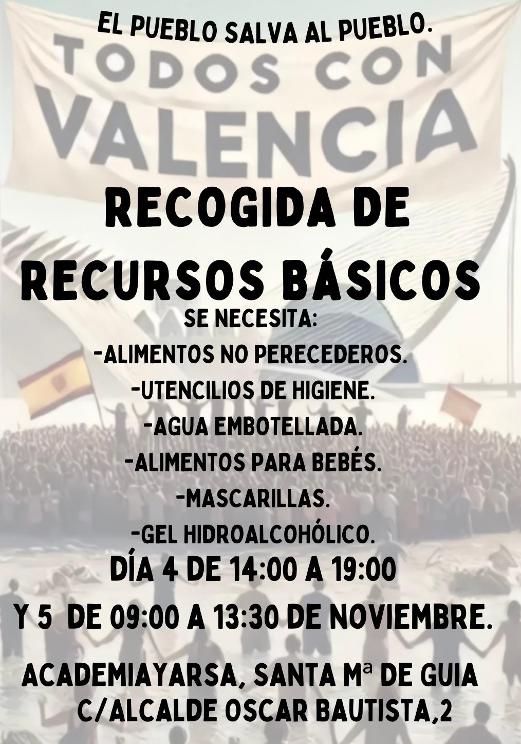 Ayuda para Valencia desde Santa Maria de Guía y Arucas