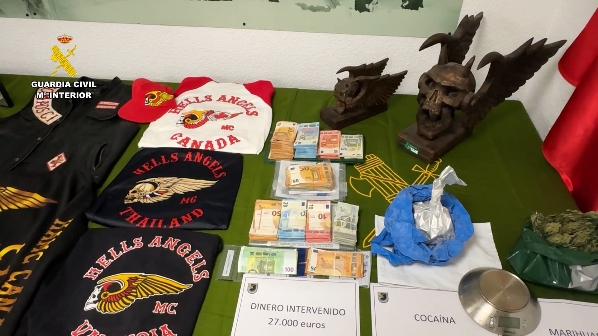 Desarticulada una organización criminal dedicada al tráfico de drogas dirigida por miembros de la banda motera Hells Angels