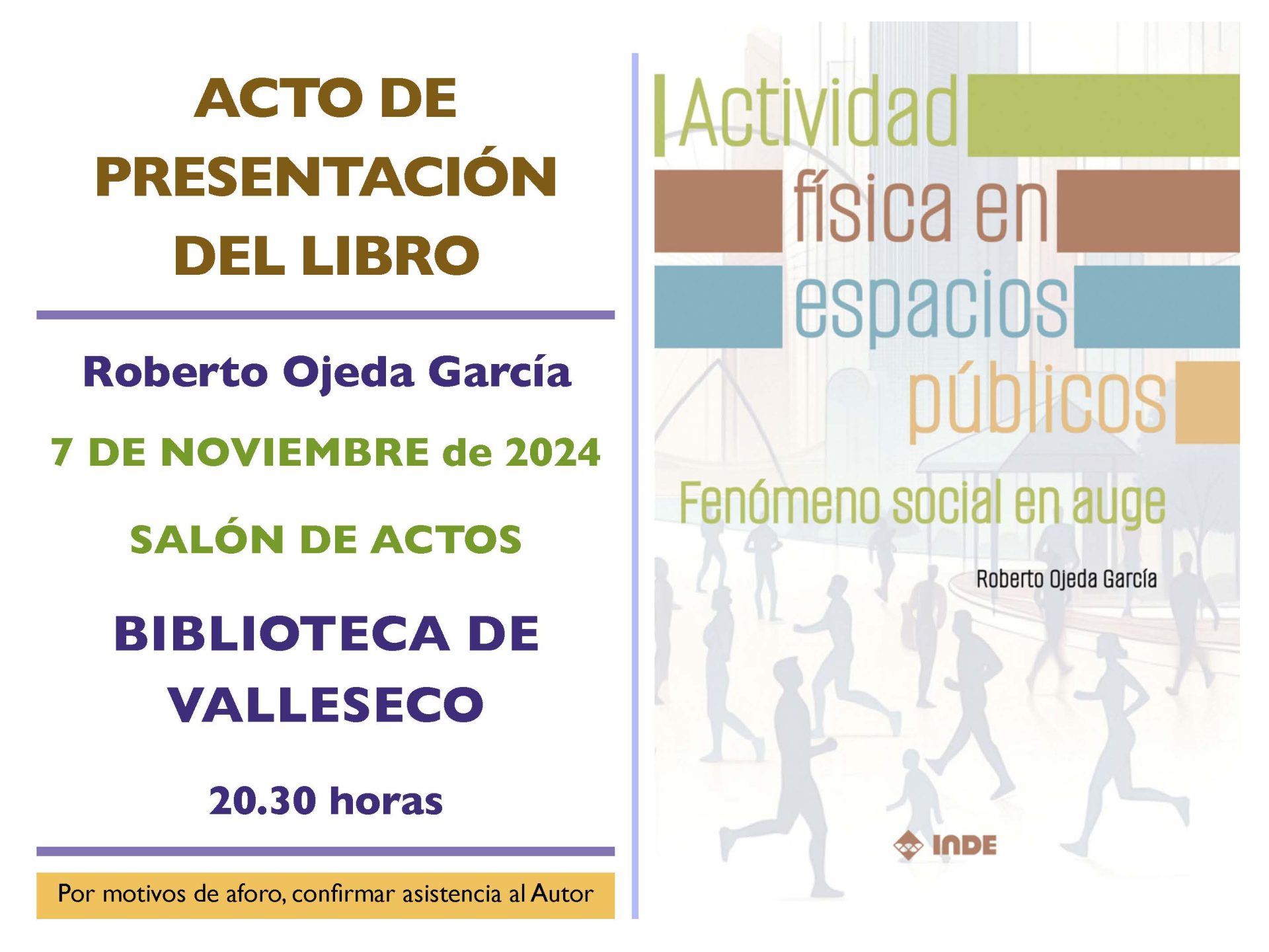 Valleseco acoge la presentación del libro “Actividad física en espacios públicos. Fenómeno social en auge”