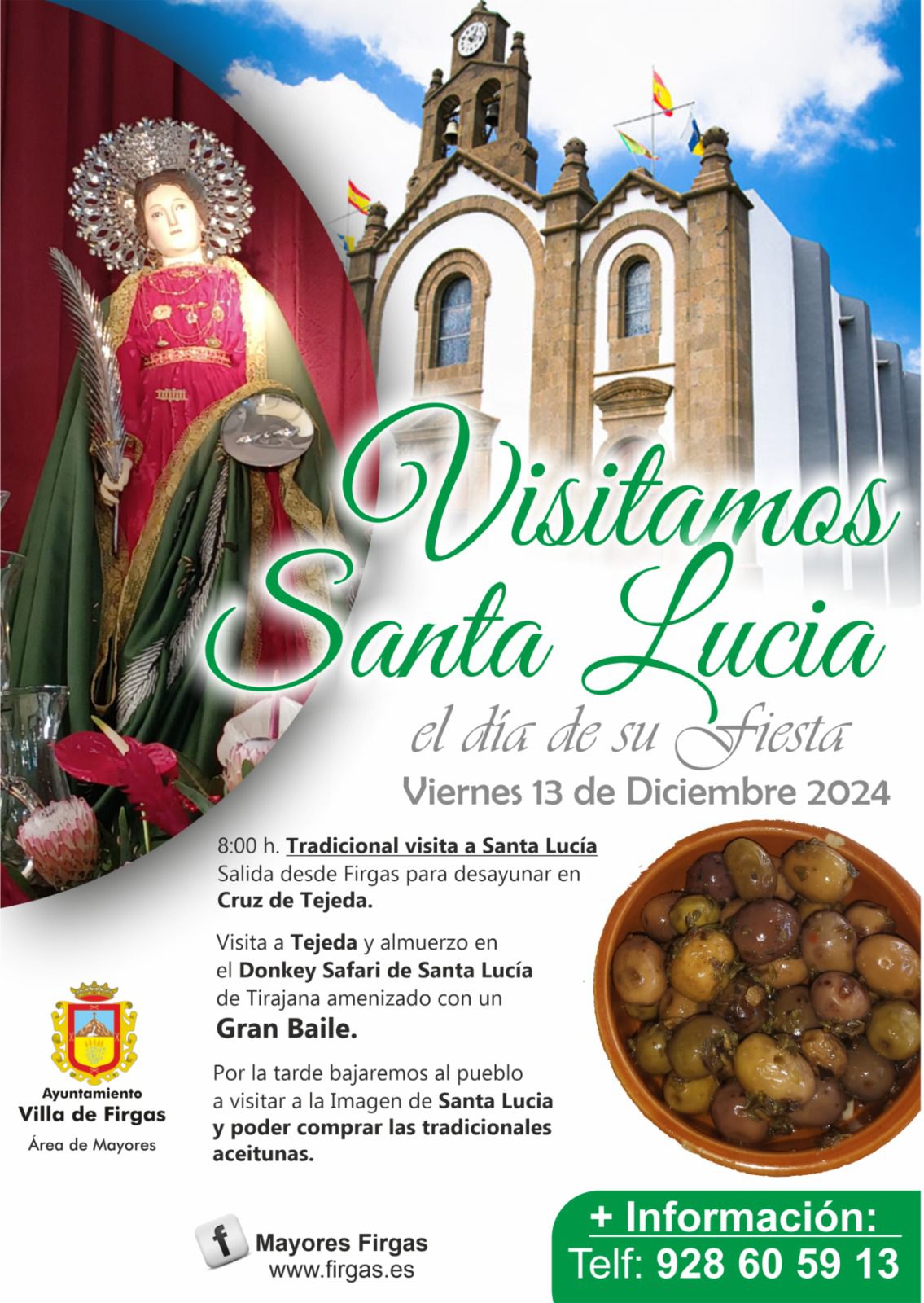 La Concejalía de Mayores organiza la tradicional salida a Santa Lucía de Tirajana el 13 de diciembre