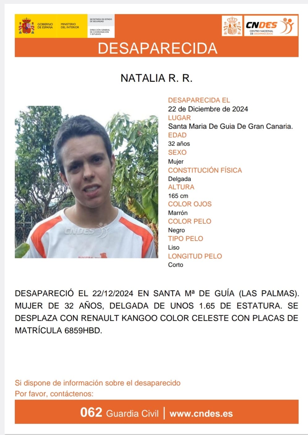 La Guardia Civil de Santa María de Guía busca a Natalia R.R.