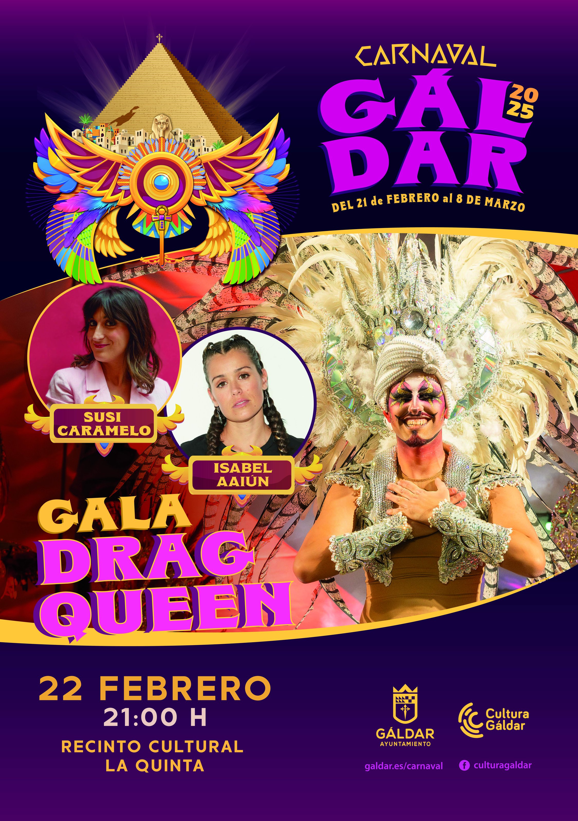 Susi Caramelo e Isabel Aaiún, protagonistas de la Gala Drag del Carnaval de Gáldar 2025