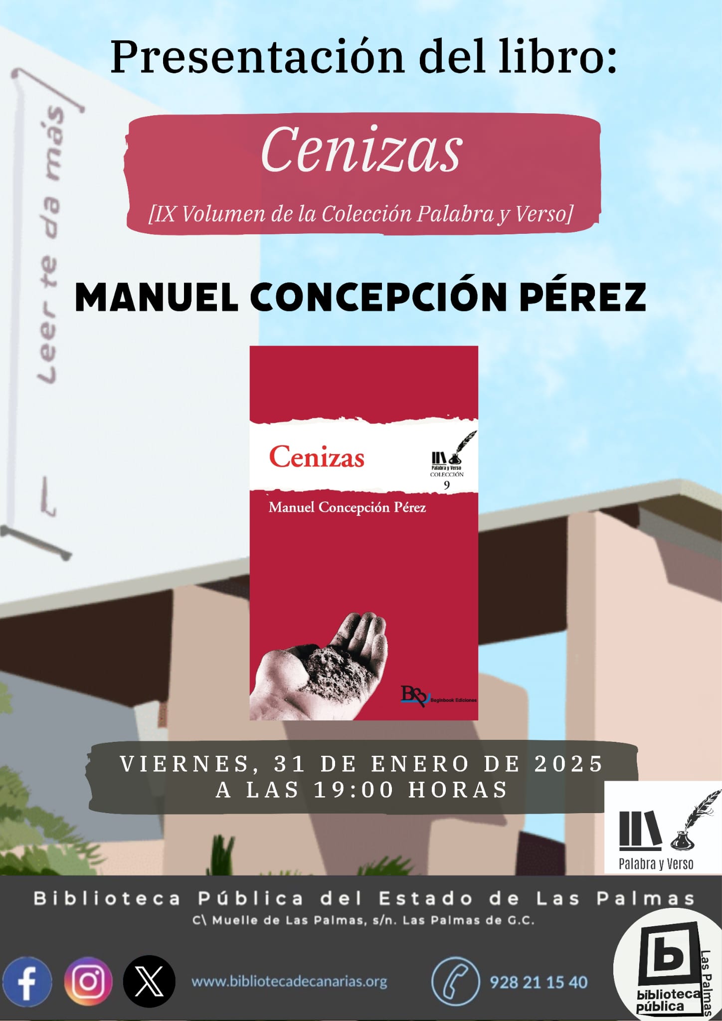 La Biblioteca Pública del Estado de Las Palmas acoge la presentación de ‘Cenizas’, de Manuel Concepción Pérez