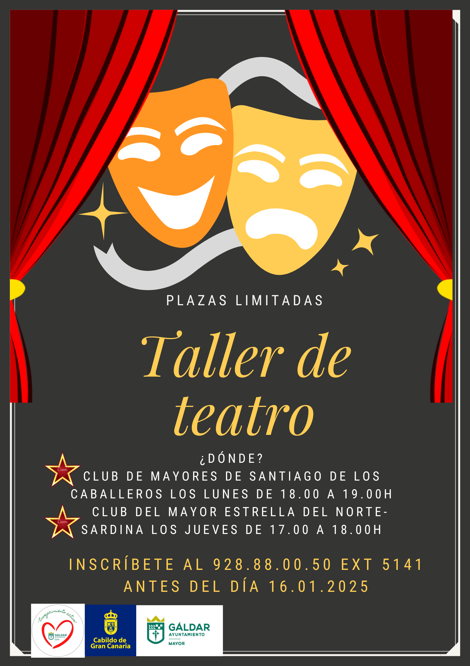 El proyecto Envejecimiento Activo organiza un taller de teatro en los clubes de mayores del municipio a partir del 20 de enero