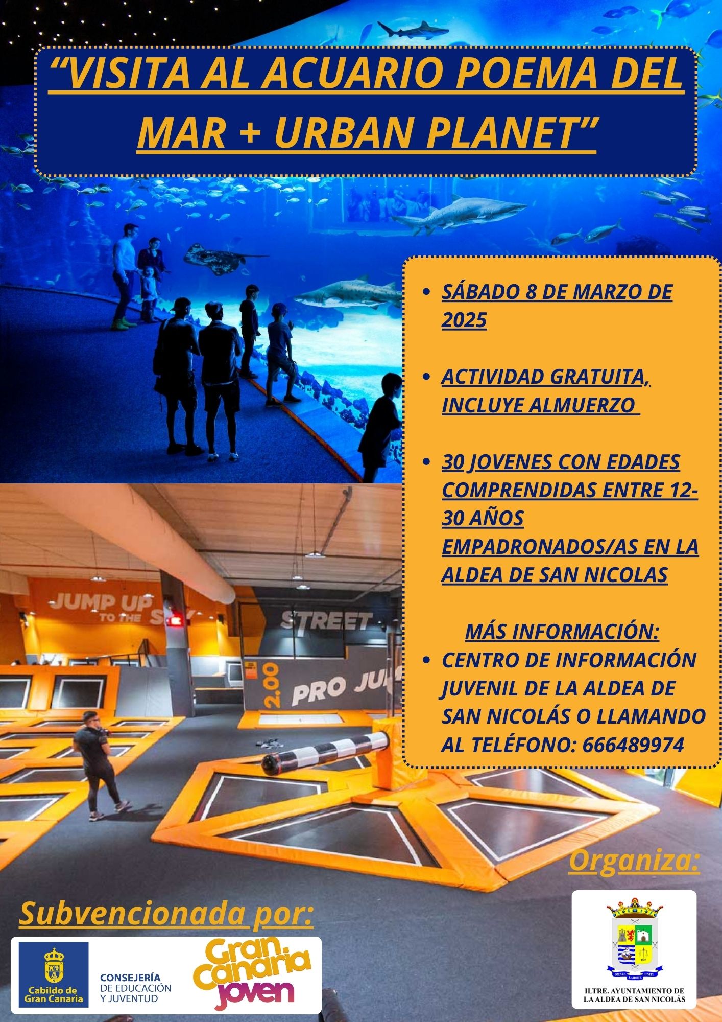 El Ayuntamiento de La Aldea promueve la participación juvenil con una visita al Acuario Poema del Mar y Urban Planet