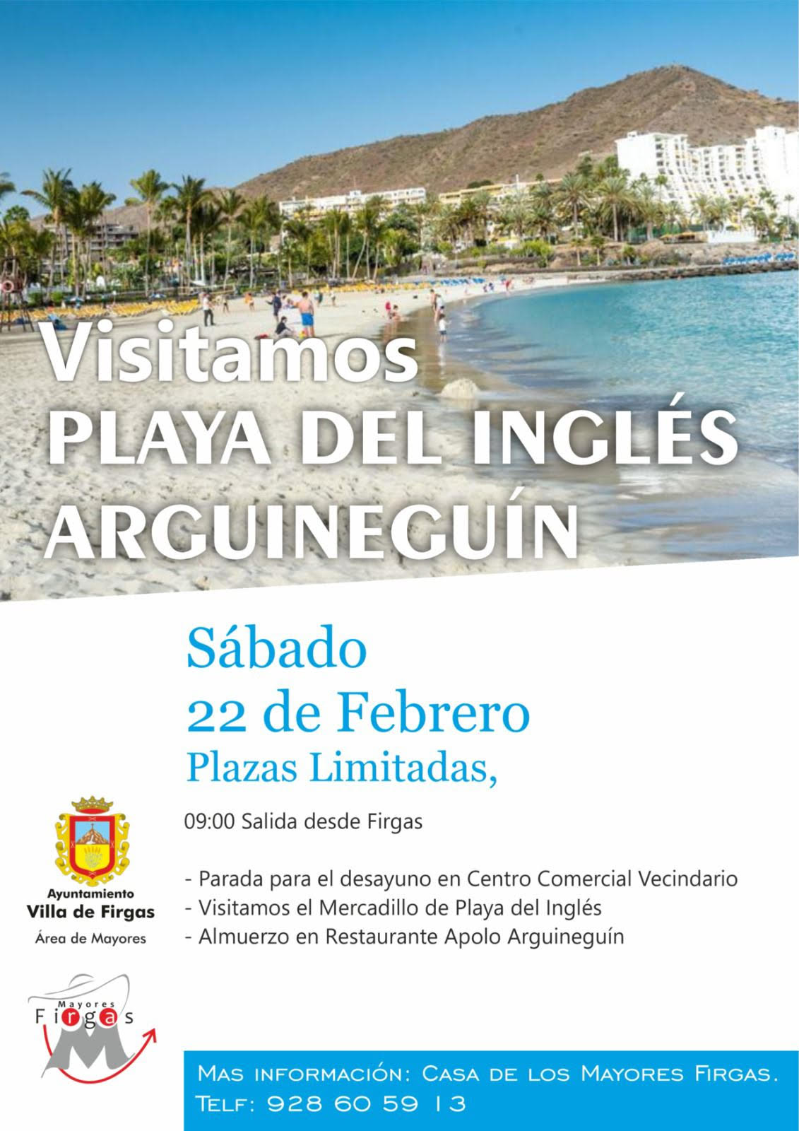 La Concejalía de Mayores organiza una salida a Playa del Inglés y Arguineguín