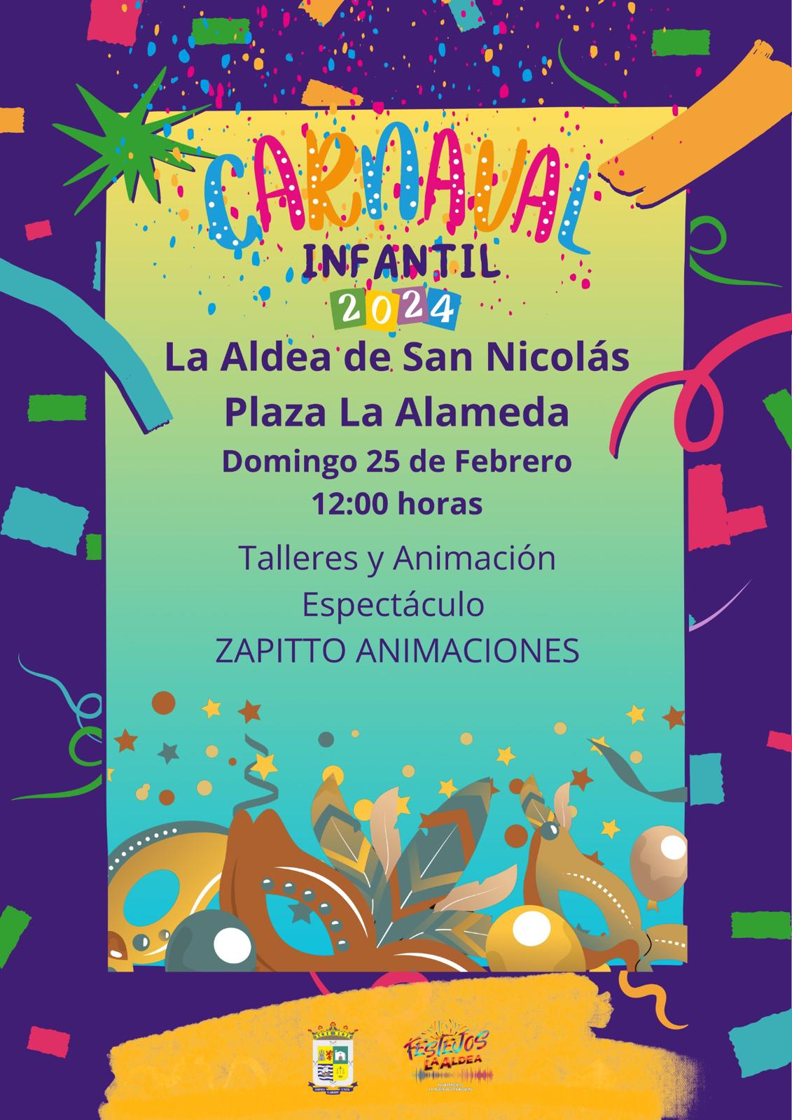 Talleres, animación y espectáculos para celebrar el Carnaval Infantil en La Aldea de San Nicolás