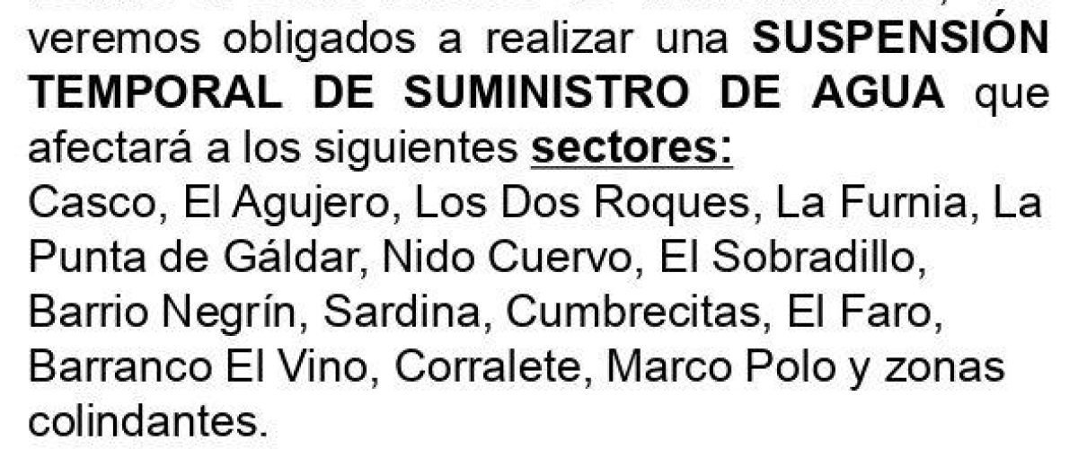 Aviso de corte del suministro del 9 de enero