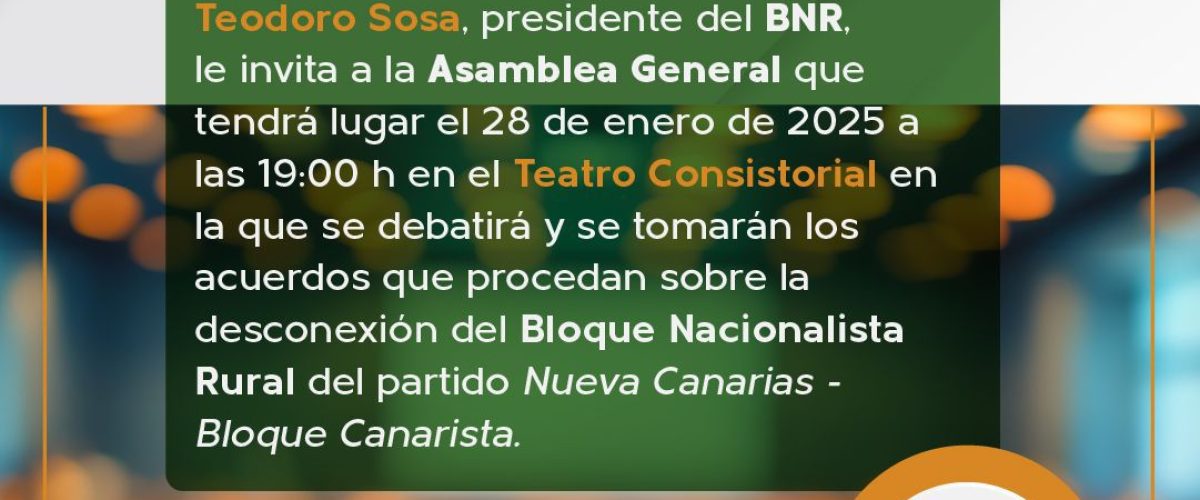 Cartel de la Asamblea General Extraordinaria del BNR