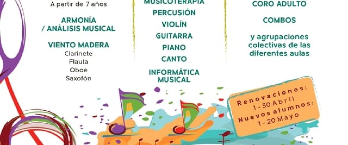 Cartel de la oferta formativa de la Escuela de Musica