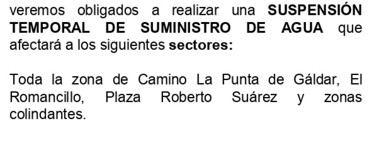 Cartel de suspensión del suministro