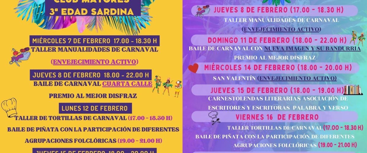 Carteles de la programacion del Carnaval en los Clubes de Mayores21