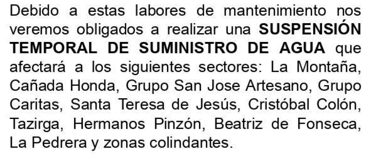 Corte de suministro en La Montana