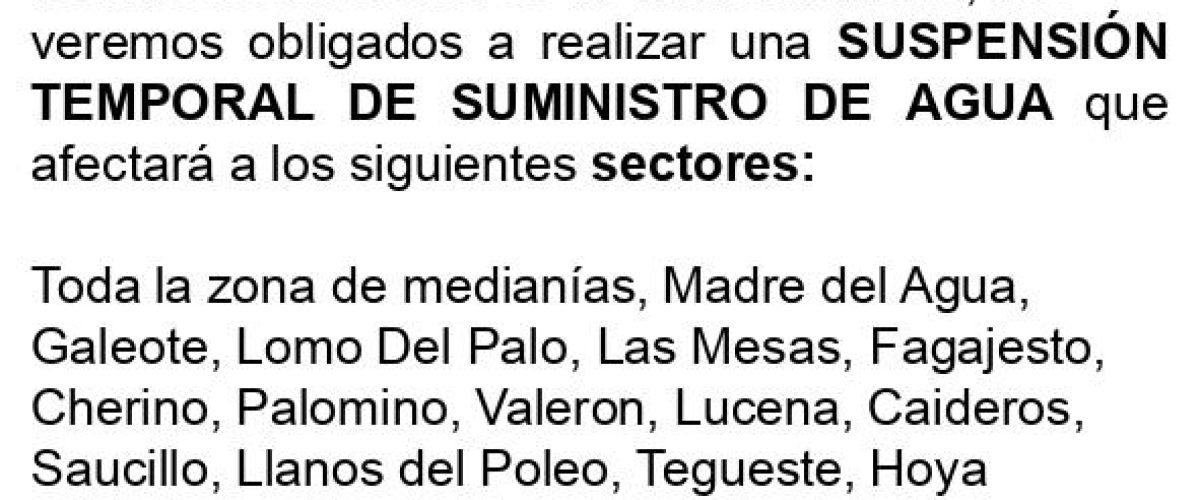 Corte del suministro en medianías