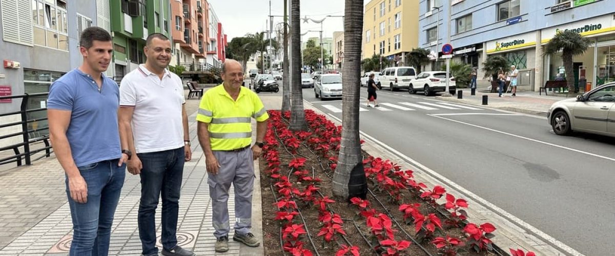 El alcalde Pedro Rodriguez junto al concejal de Servicios Publicos Tanausu Santos en la zona de Lomo Guillen