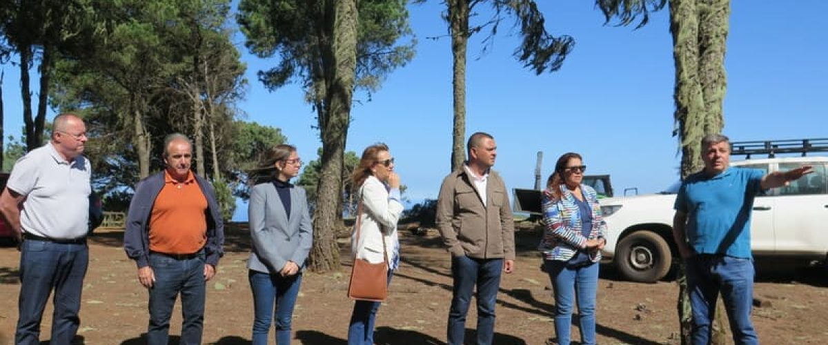 Los representantes politicos atendiendo las explicaciones del tecnico de Medio Ambiente del Cabildo sobre los trabajos en el Area Recreativa de Monte Pavon 2 1