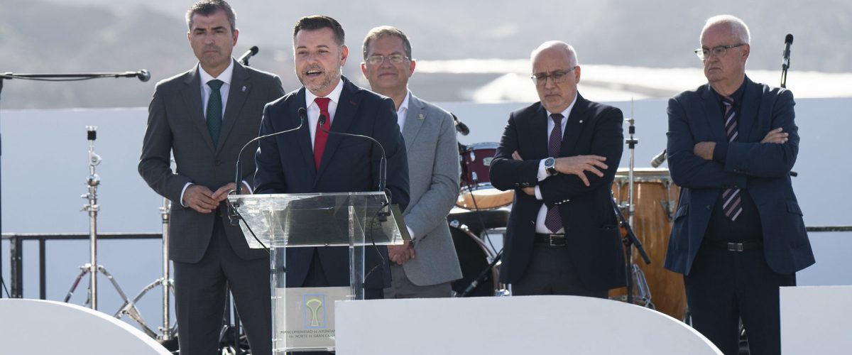 Teodoro Sosa, alcalde de Gáldar, durante la inauguración de la Feria ENORTE celebrada en Gáldar en 2024