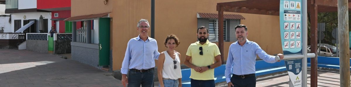 Tine Martín, Nuria Vega y Ulises Miranda, junto al concejal Teodoro Sosa en El Agujero