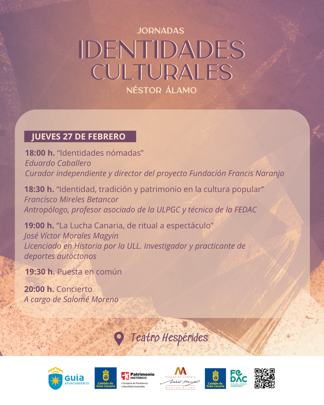 El Teatro Hespérides acoge mañana jueves nuevamente las ‘Jornadas Identidades Culturales Néstor Álamo’