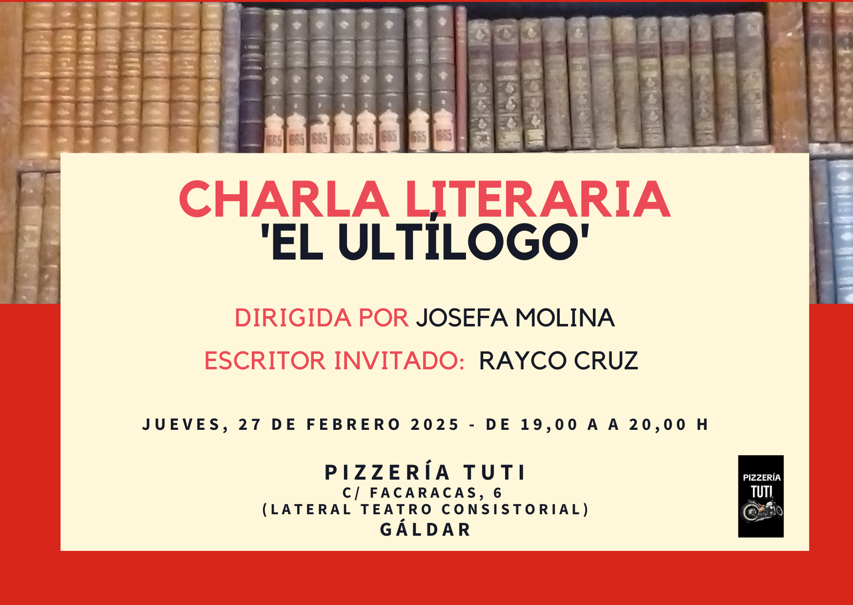 El escritor Rayco Cruz protagonista de la charla literaria ‘El Ultílogo’