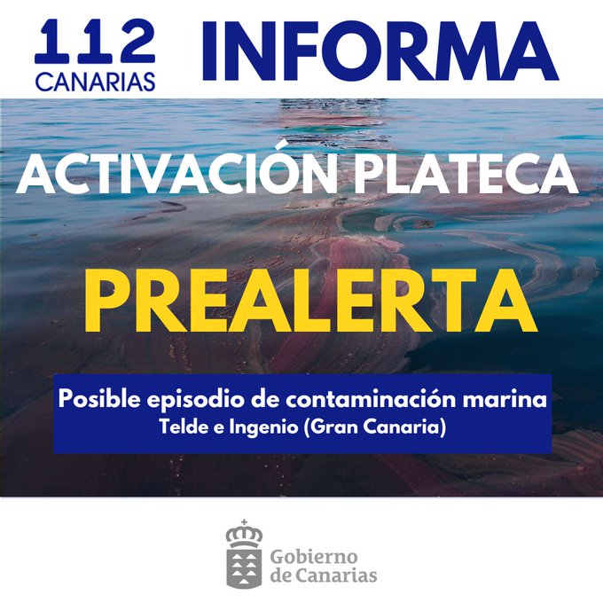 El Gobierno activa el PLATECA en situación de prealerta por posible contaminación marina en Gran Canaria