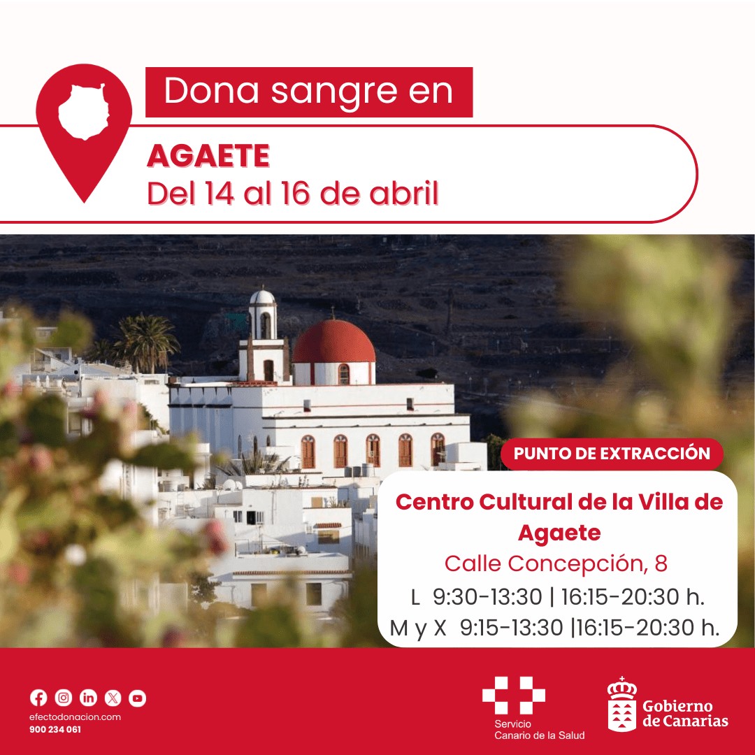 Agaete invita a la población a donar sangre esta Semana Santa en el municipio