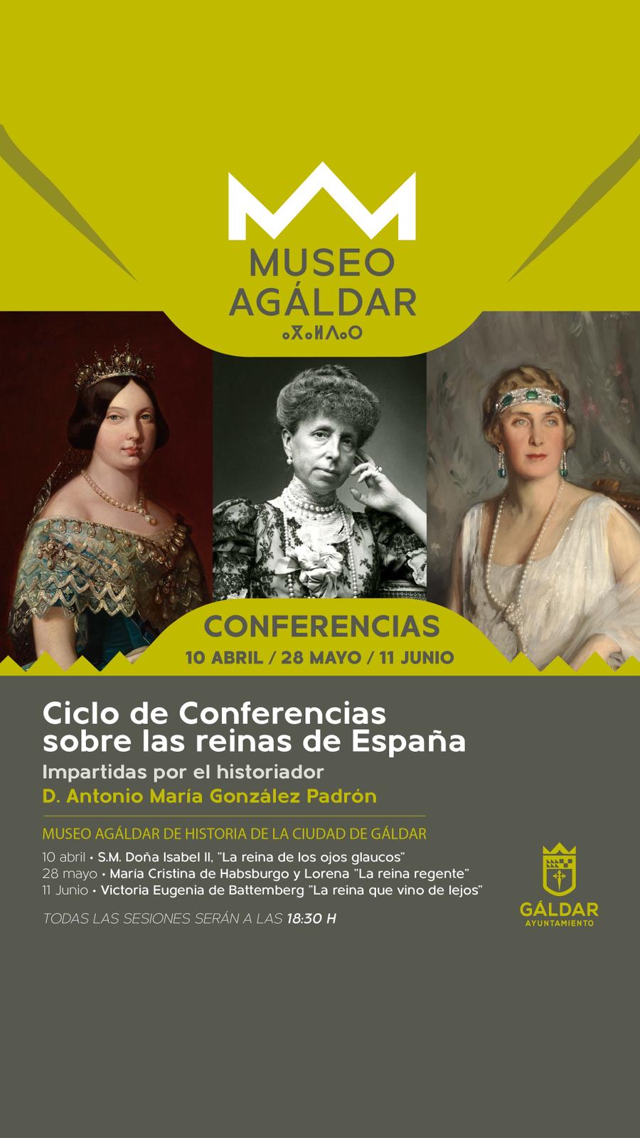 Cartel ciclo de conferencias de Reinas de España - NorteGranCanaria -