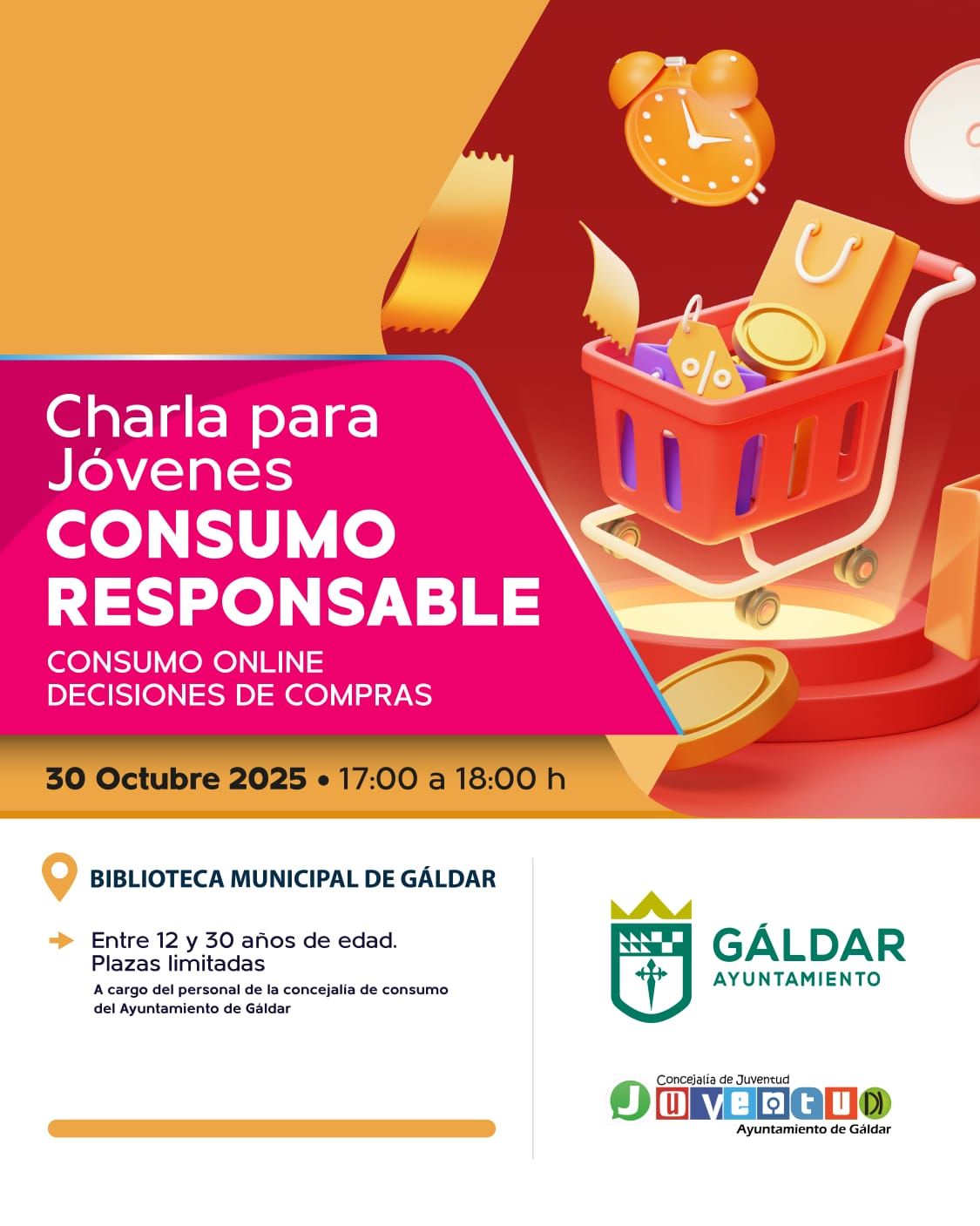 Cartel de charla para jóvenes sobre Consumo Responsable - NorteGranCanaria -