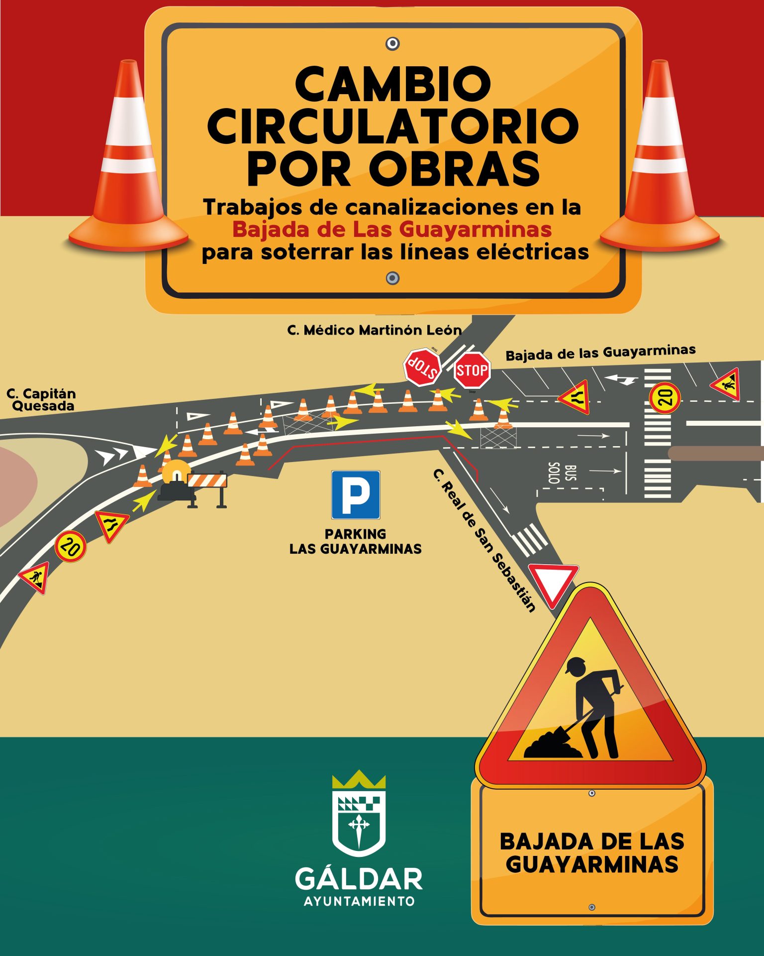 Cartel de la obra en la Bajada de Las Guayarminas - NorteGranCanaria -
