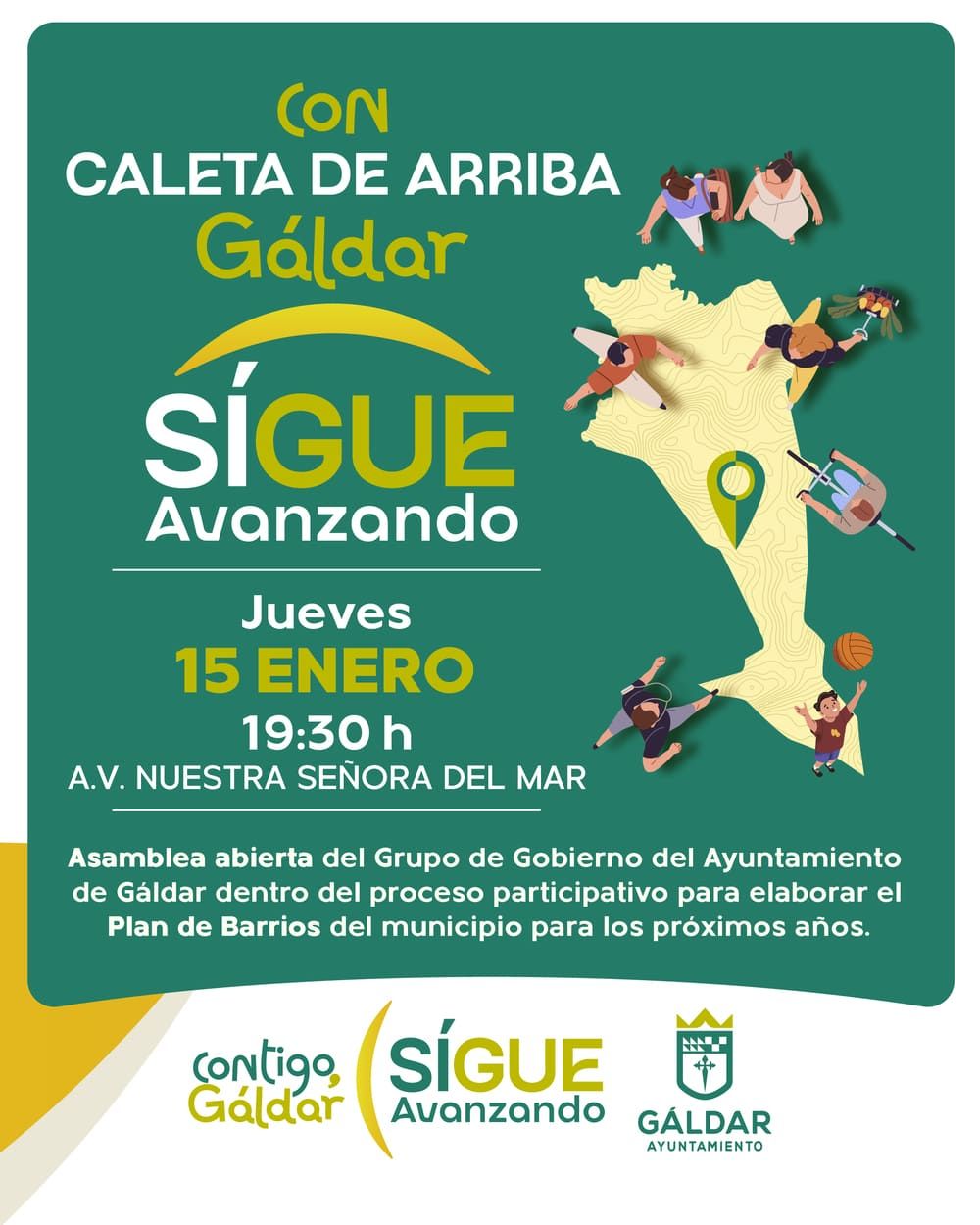 Caleta de Arriba acoge este jueves su asamblea vecinal dentro del itinerario “Contigo, Gáldar Sigue Avanzando”