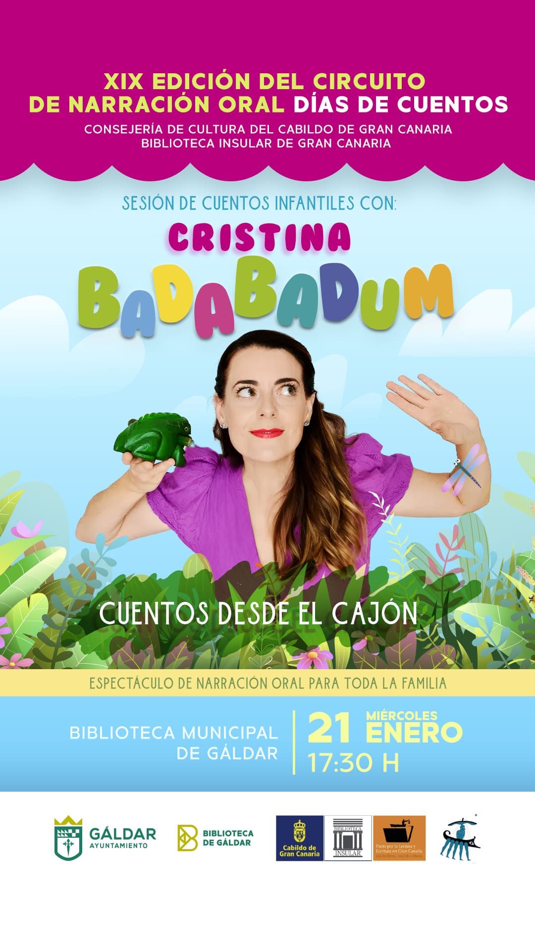 Gáldar acoge el XIX Circuito de Narración Oral “Días de Cuentos” con Cristina “Badabadum”
