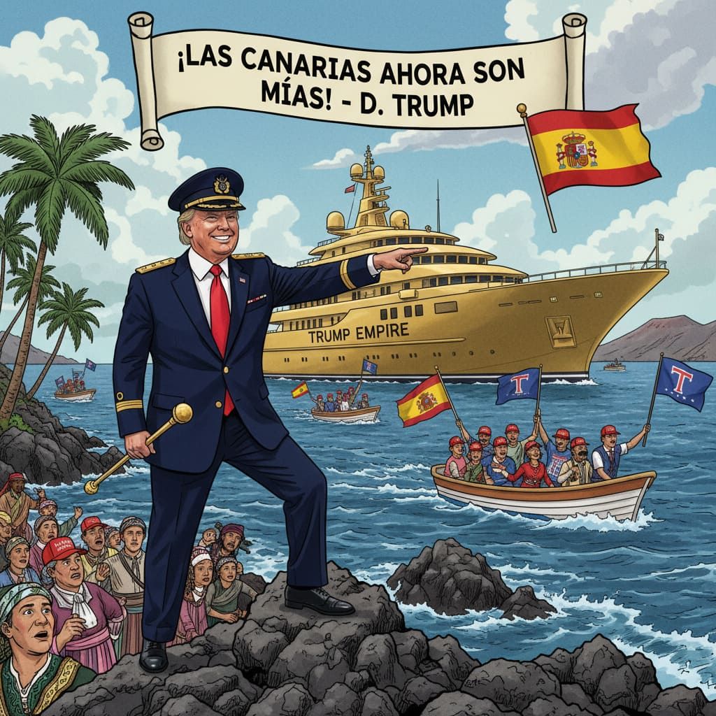 Visto lo que prende con Groenlandia “el rubio pistolero malo, de aldea americana” Donal Trump, cabe preguntarse… ¿Y si le diera por controlar Canaria?