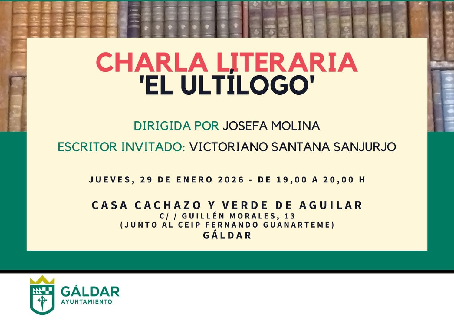 La charla literaria El Ultílogo inicia el año con Victoriano Santana Sanjurjo como invitado